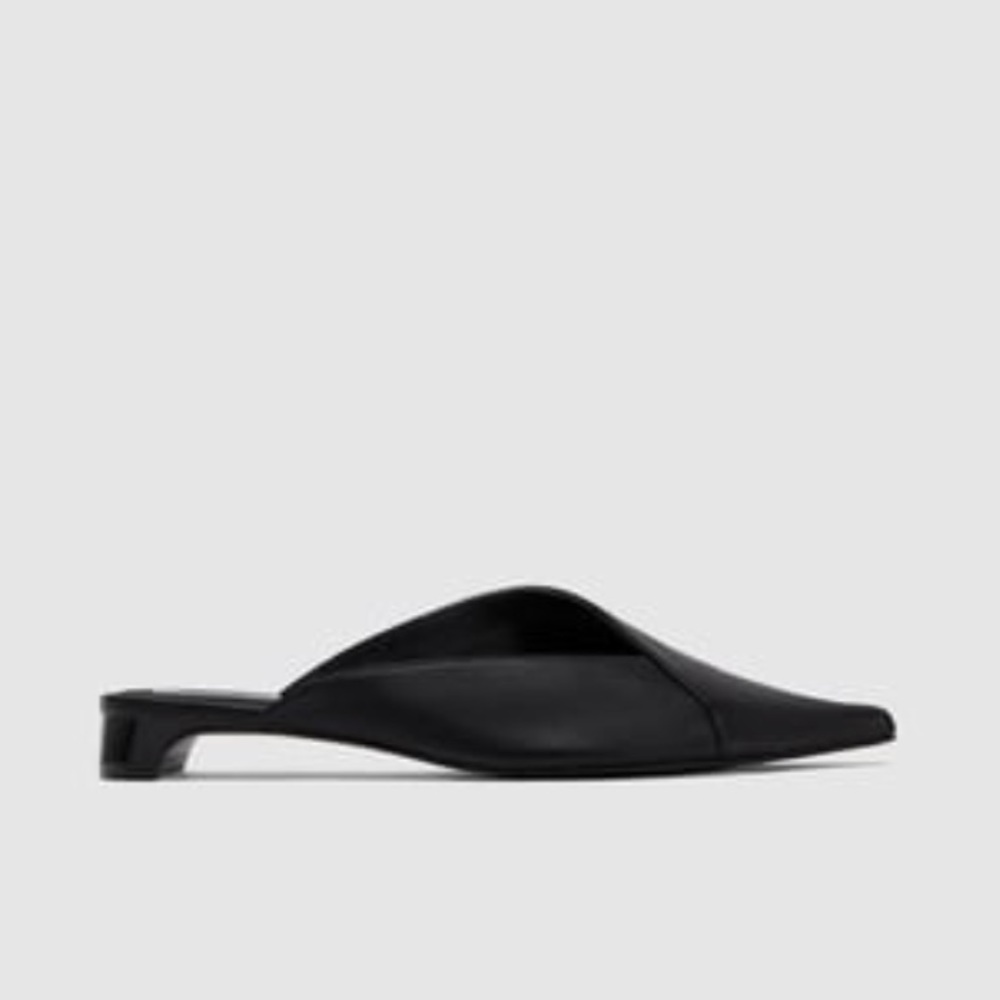 Zara Asymmetric Leather Mules Size 40/9 - Picture 2 of 8